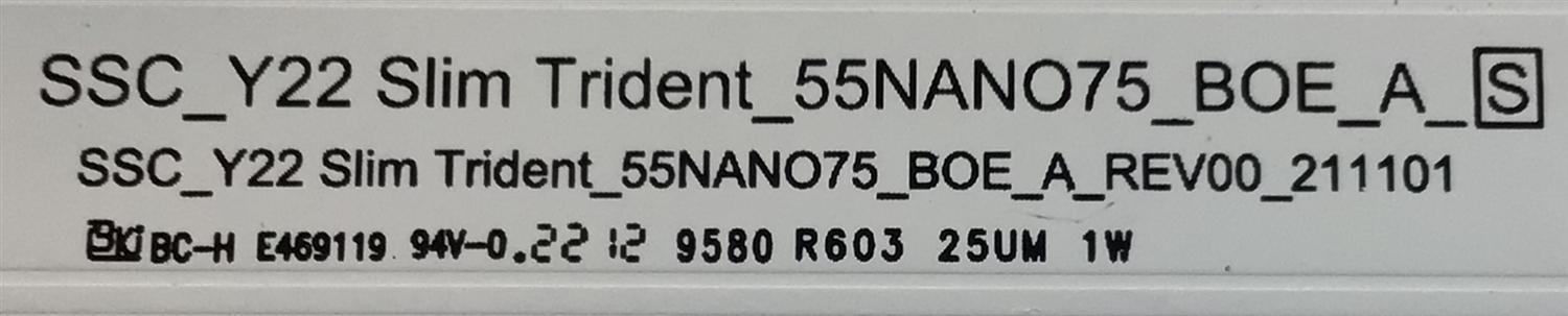 KIT DE LEDS PARA TV LG (7 PZ) / NUMERO DE PARTE EAV65039101 / SSC_Y22 SLIM TRIDENT_55NANO75_BOE_A / REV00_211101 / PANEL NC550TQG-ABLP1 / MODELO 55NANO75UQA.BUSFLJM - Imagen 3